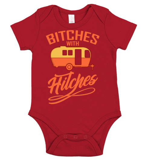 Bitches With Hitches Retro Camping Camper Gift Short Sleeve Baby One-Piece