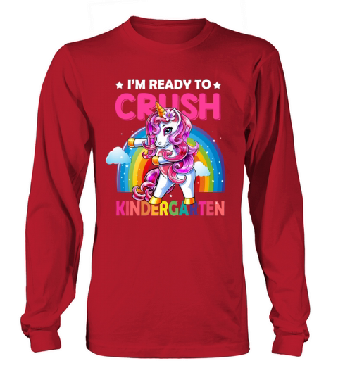 I m Ready To Crush Kindergarten Flossing Unicorn Men's Long Sleeve