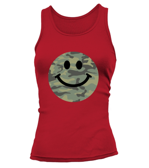 Army green camo Smiley face Tank top Woman
