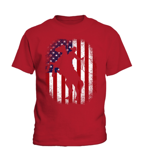 American Flag 4th Of July Vintage USA Flag Rodeo Kids T-Shirt