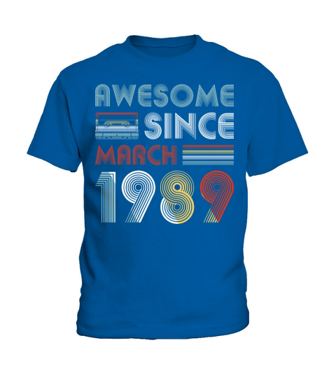 Vintage Awesome Since March 1989 30th Birthday Kids T-Shirt