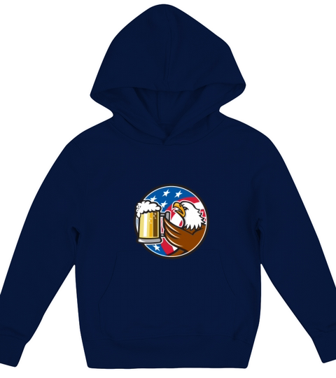 Bald Eagle Hoisting Beer Stein USA Flag Circle Ret Kids Hoodie