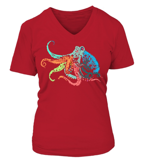 octopus multicolor Women's V-Neck T-shirt