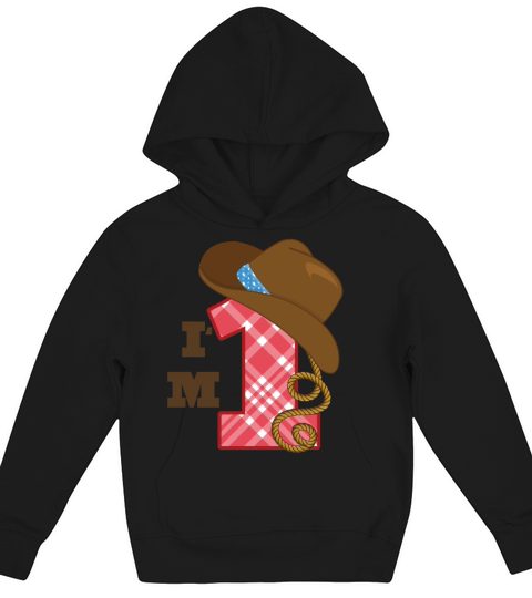 1st Birthday Cowboy Im 1 Kids Hoodie