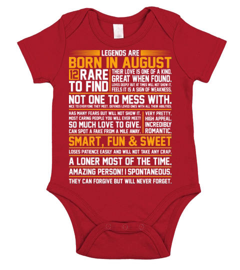 Legends Are Born In August Short Sleeve Baby One-Piece