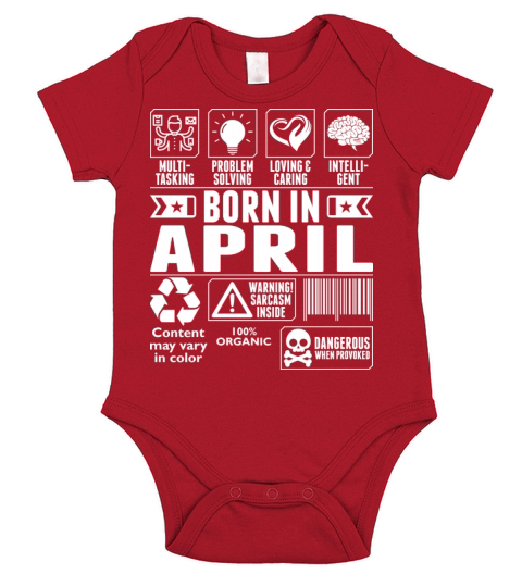 Born In April Tshirt Short Sleeve Baby One-Piece