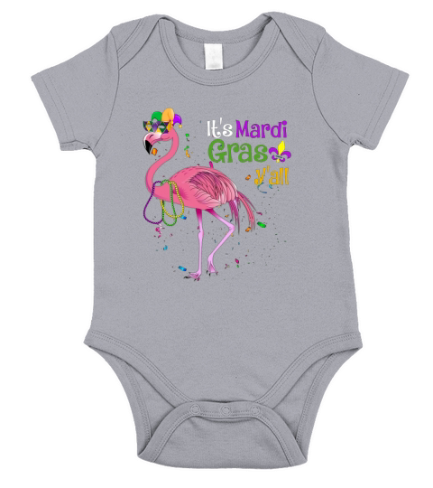 Flamingo Its Mardi Gras Yall Short Sleeve Baby One-Piece