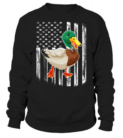 Distressed American Flag Duck 4th of July Shirt Women's Sweatshirt