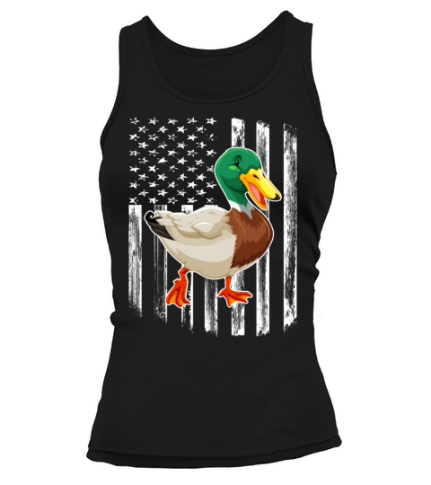 Distressed American Flag Duck 4th of July Shirt Women's Tank Top