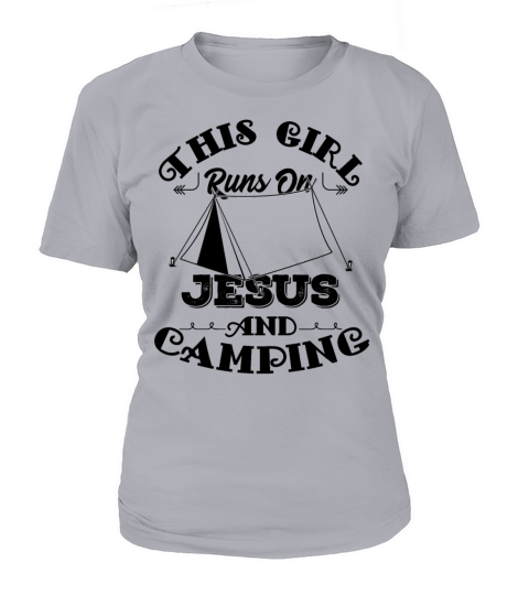 This Girl Runs On Jesus And Camping design Women's T-Shirt