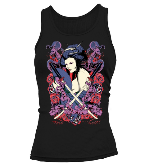 nude japanese geisha with samurai swords Women's Tank Top