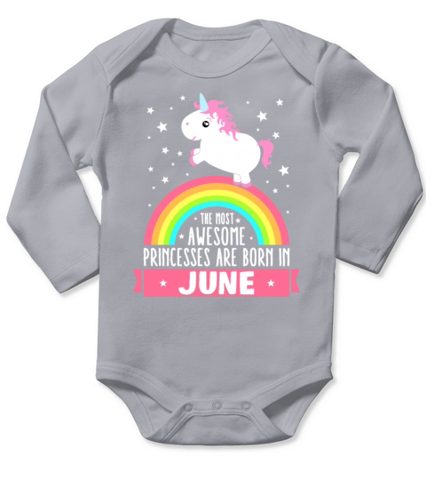 Birthday Unicorn Girl Princesses Born In June Long Sleeve Baby One-Piece