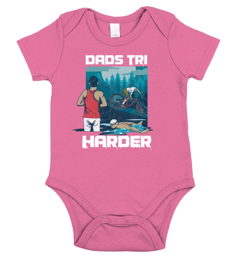 Dads tri harder Pun for a Triathlon Dad Short Sleeve Baby One-Piece