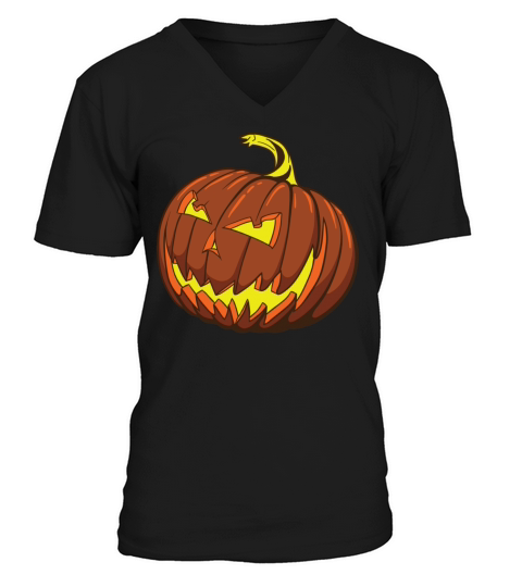 Halloween pumpkin smiley design Men's V-Neck T-shirt