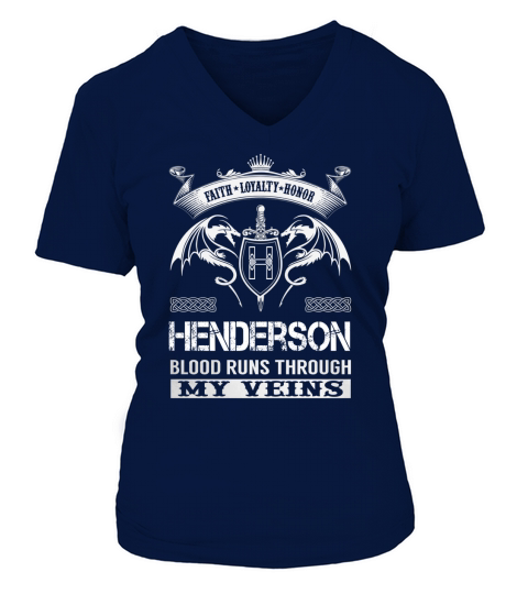HENDERSON Blood Runs Through My Veins Name Shirts V-neck T-Shirt Woman