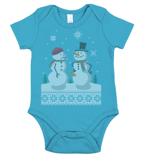 UGLY HOLIDAY SWEATER HAPPY SNOWMAN CARROT THIEF Short Sleeve Baby One-Piece