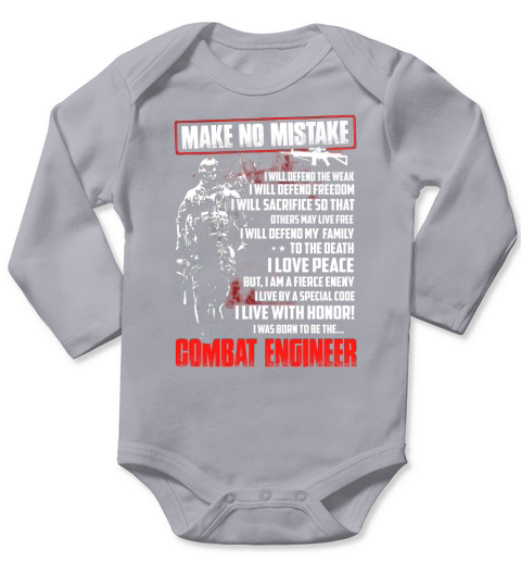 combat engineer make no mistake Long Sleeve Baby One-Piece