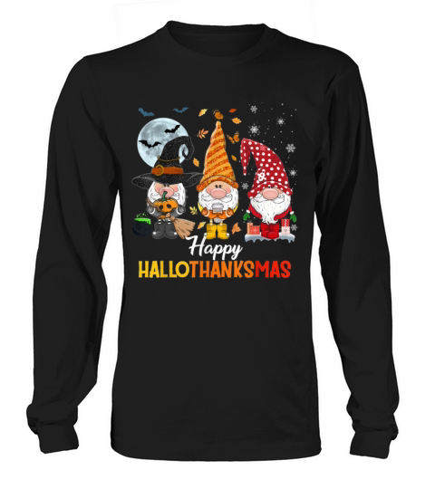 Gnomes Halloween And Merry Christmas Happy Men's Long Sleeve