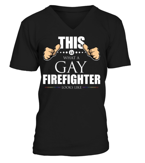 This is What a Gay Firefighter Looks Like LGBT Men's V-Neck T-shirt