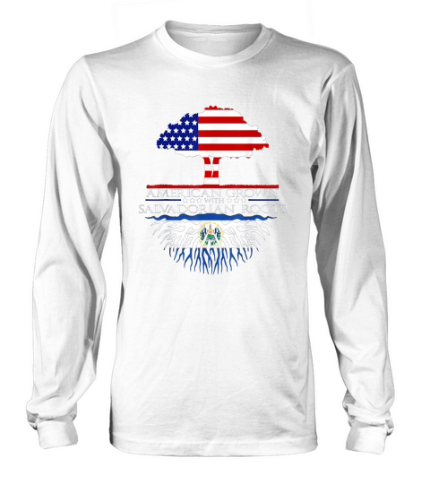 Salvadorian Roots American Grown US El Salvador Flag Long sleeved Unisex