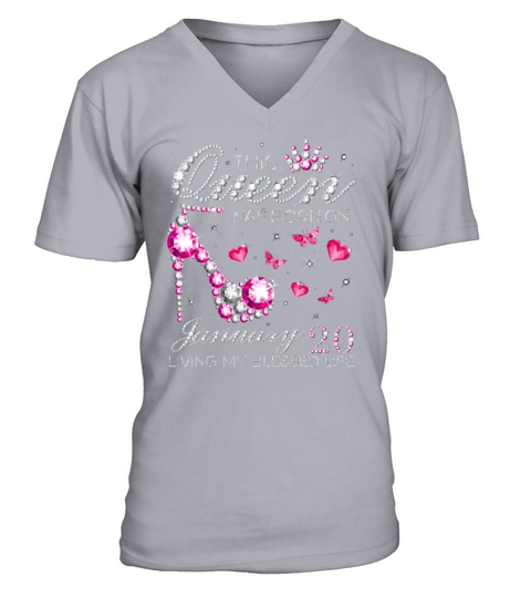 This Queen Was Born On January 20 Living My Blesse Men's V-Neck T-shirt