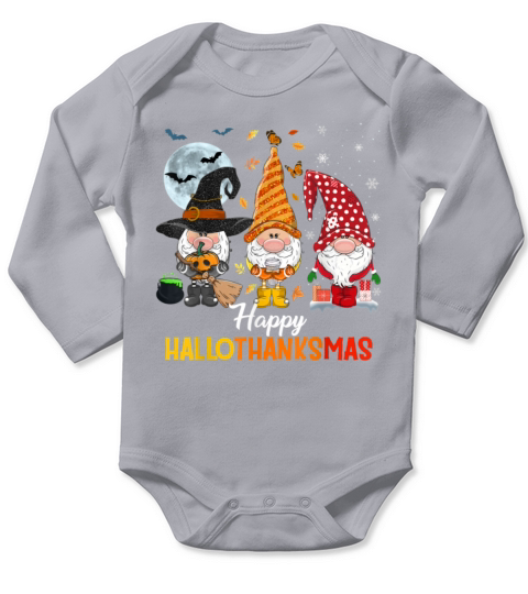 Gnomes Halloween And Merry Christmas Happy Long Sleeve Baby One-Piece