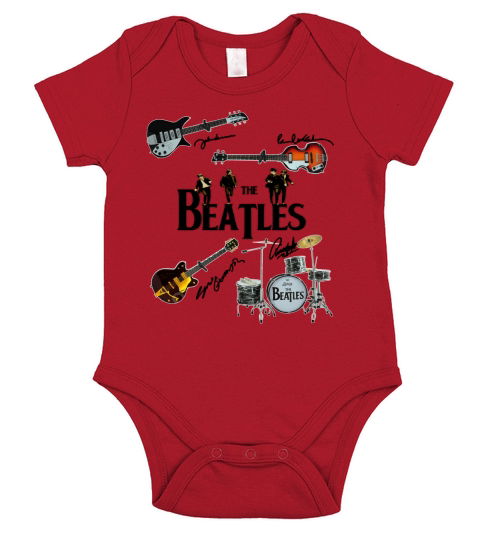 The Beatles Guitars Drummer Signatures Short Sleeve Baby One-Piece