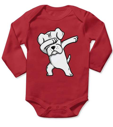 White Boxer Dabbing Funny Dog Dab Dance Long Sleeve Baby One-Piece