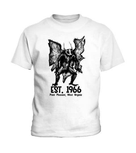 Mothman Est 1966 Point Pleasant West Virginia Red Eye Cryptid Kids T-Shirt