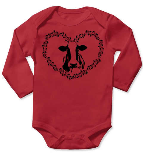 Cow Heart Long Sleeve Baby One-Piece