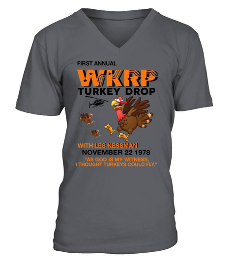 First annual WKRP Turkey Drop with Les Nessman Men's V-Neck T-shirt