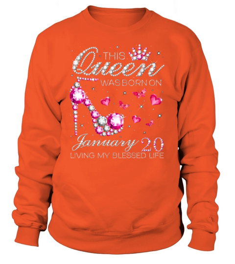 This Queen Was Born On January 20 Living My Blesse Men's Sweatshirt