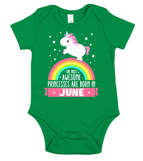 Birthday Unicorn Girl Princesses Born In June Short Sleeve Baby One-Piece