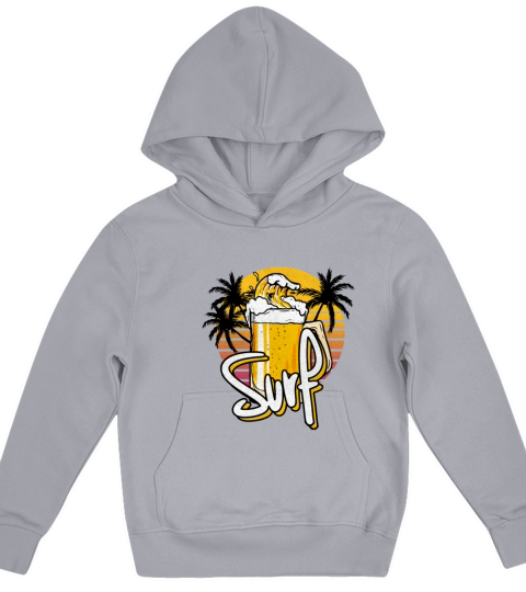 Funny Glass Of Beer Surf Wave Vintage Retro Sunset Kids Hoodie