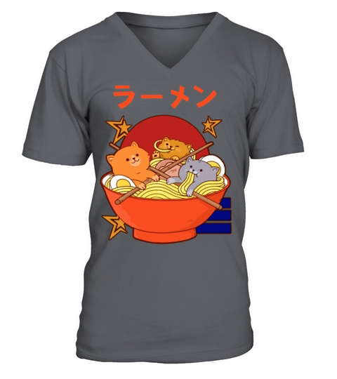 Ramen Cats noodles eat fun happy cat Men's V-Neck T-shirt