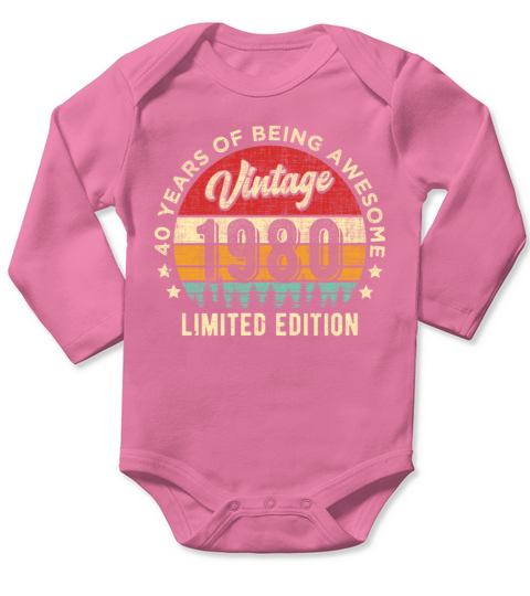 Vintage 1980 40 years old Awesome 40th Birthday Long Sleeve Baby One-Piece