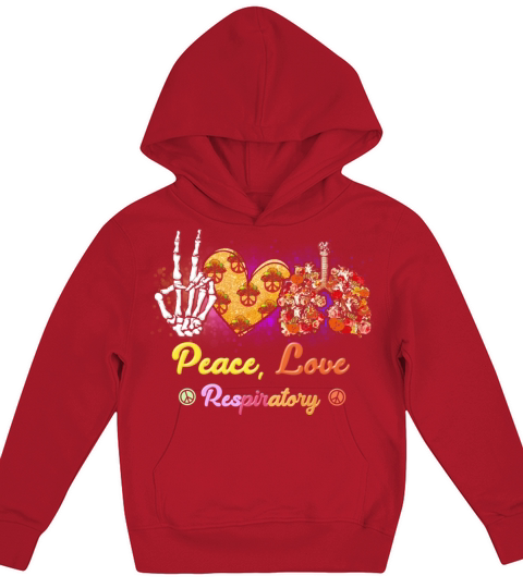 Peace Love Respiratory Therapy Halloween Skeleton Kids Hoodie