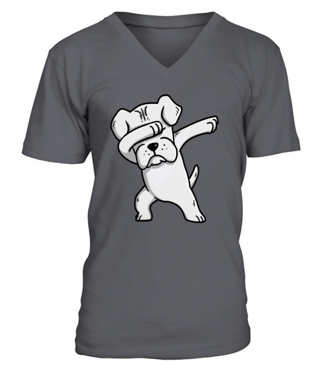 White Boxer Dabbing Funny Dog Dab Dance V-Neck T-shirt