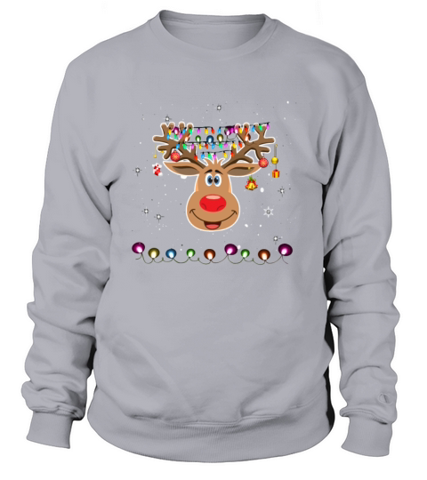 Merry Christmas Rudolph Red Nose Reindeer Tee Snow-Snowflakes Women's Sweatshirt