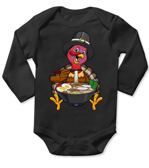 Thanksgiving Turkey Ramen Noodles Kawaii Anime Jap Long Sleeve Baby One-Piece