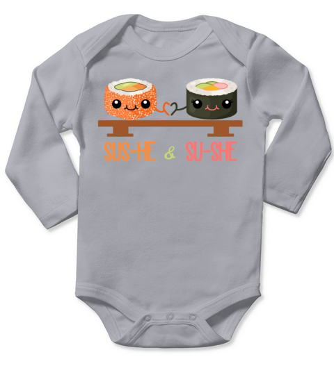 Cute Sushi Couple - Sus-he and Su-she Long Sleeve Baby One-Piece