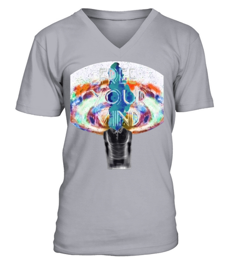 FREE YOUR MIND INVERSE COLORS SPACE HEAD EXPLOSION Men's V-Neck T-shirt