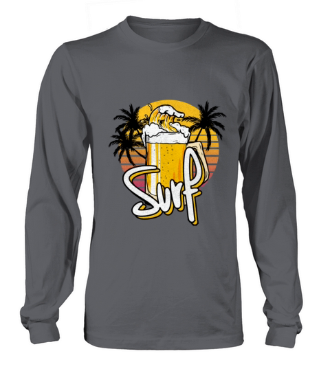 Funny Glass Of Beer Surf Wave Vintage Retro Sunset Women's Long Sleeve