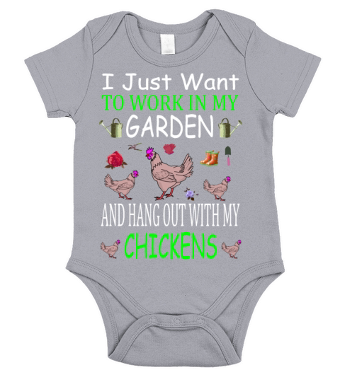 Garden Gardening Gardener Chickens Hanging Out Short Sleeve Baby One-Piece