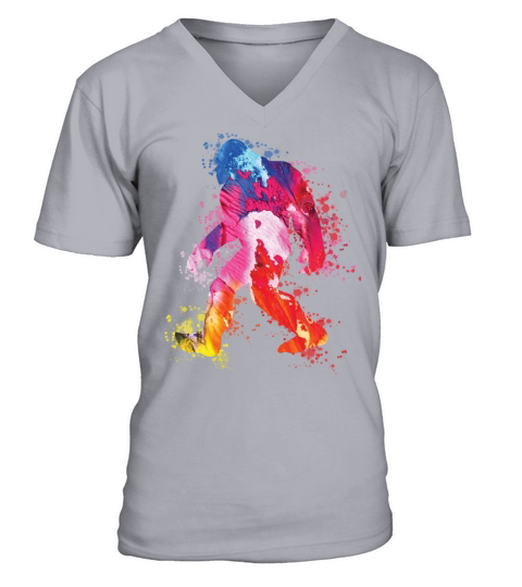 Bigfoot Color Silhouette Sasquatch Art Men's V-Neck T-shirt