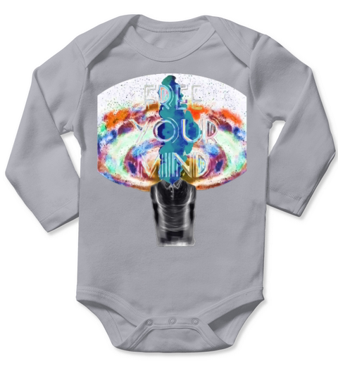 FREE YOUR MIND INVERSE COLORS SPACE HEAD EXPLOSION Long Sleeve Baby One-Piece