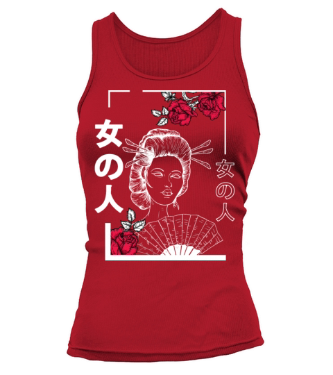 Aesthetic Japanese Art Geisha With Rose Women's Tank Top