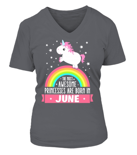 Birthday Unicorn Girl Princesses Born In June Women's V-Neck T-shirt