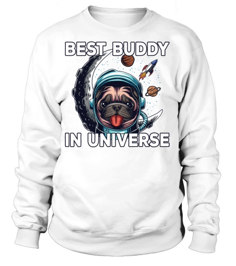 Outer Space Astronaut Pug Retro Design Women's Sweatshirt