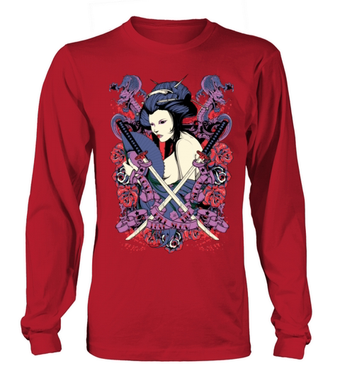 nude japanese geisha with samurai swords Women's Long Sleeve